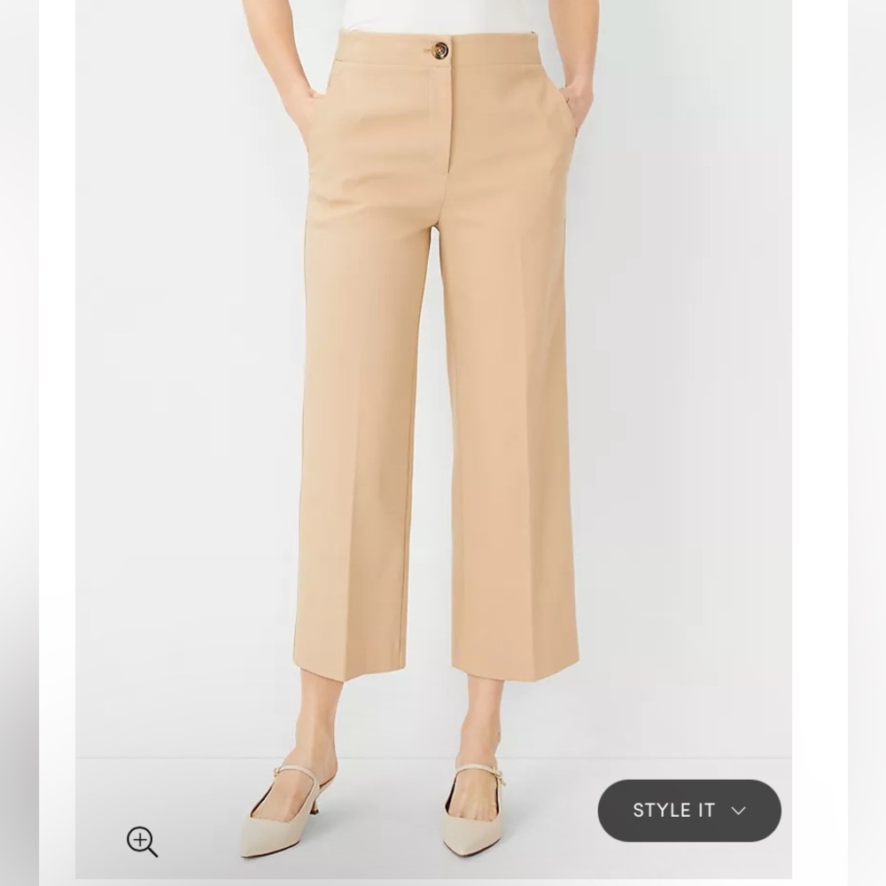 Kate Wide Leg Crop Pant Ann Taylor in Baguette Career Stretch High Waist 6